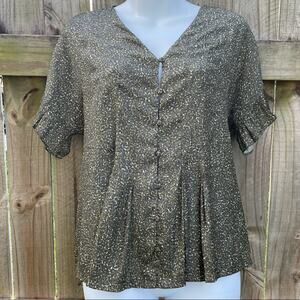 Dolan green printed peplum short sleeve blouse